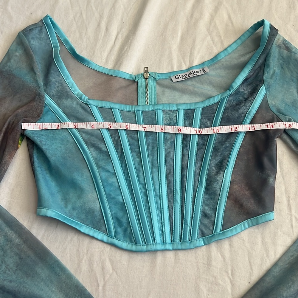 Boutique Sheer Corset Crop Top size Medium NWOT - Picture 3 of 6